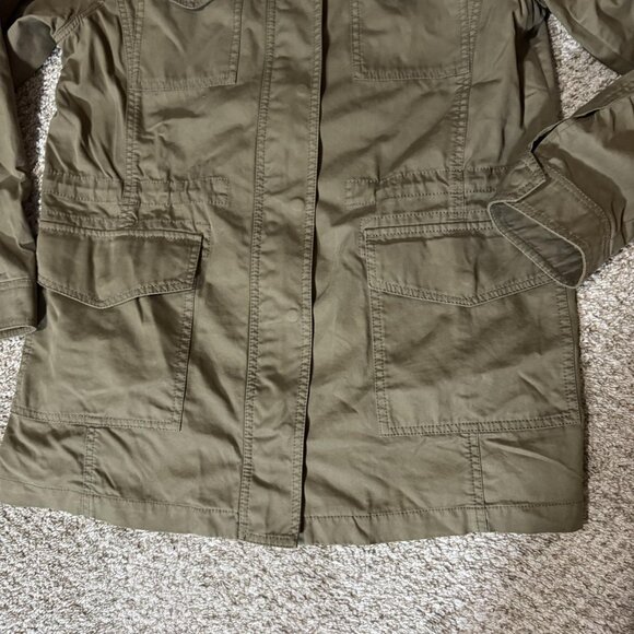 Banana Republic Jacket Womens XL Green Military Patch Utility Cotton Coat - Picture 2 of 9
